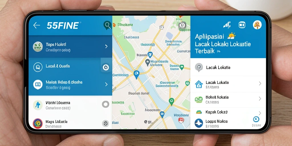 Antarmuka aplikasi 55FIVE yang menampilkan peta lokasi pengguna.