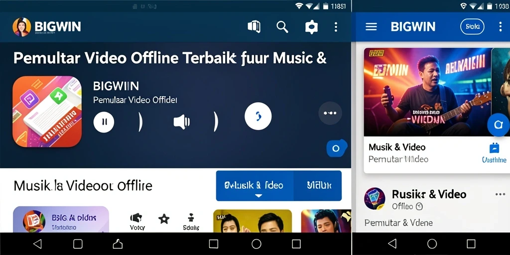 Tampilan antarmuka BIGWIN yang modern dan sederhana untuk Pemutar Video Offline.
