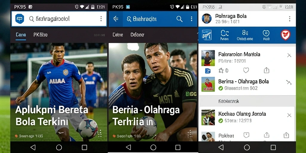Antarmuka PK95 menampilkan berita olahraga bola terkini.