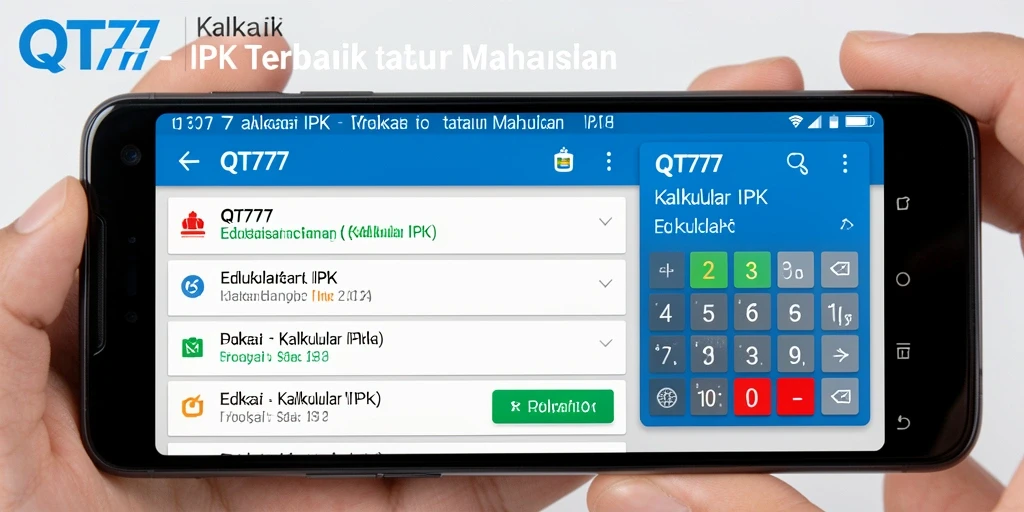 Antarmuka QT777 menampilkan kalkulator IPK yang sederhana dan fungsional.