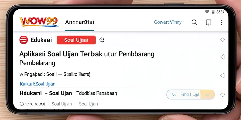 Tampilan antarmuka aplikasi WOW99 yang ramah pengguna untuk Soal Ujian.