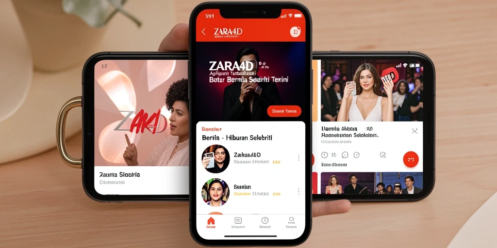 Antarmuka aplikasi ZARA4D menampilkan berita hiburan yang menarik.